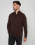 Brown Funnel Neck Quarter Zip Knitted Jumper