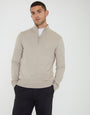 Ecru Funnel Neck Quarter Zip Knitted Jumper