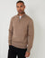 Taupe Marl Funnel Neck Quarter Zip Knitted Jumper