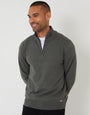 Green Marl Funnel Neck Quarter Zip Knitted Jumper