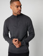 Charcoal Grey Funnel Neck Quarter Zip Knitted Jumper