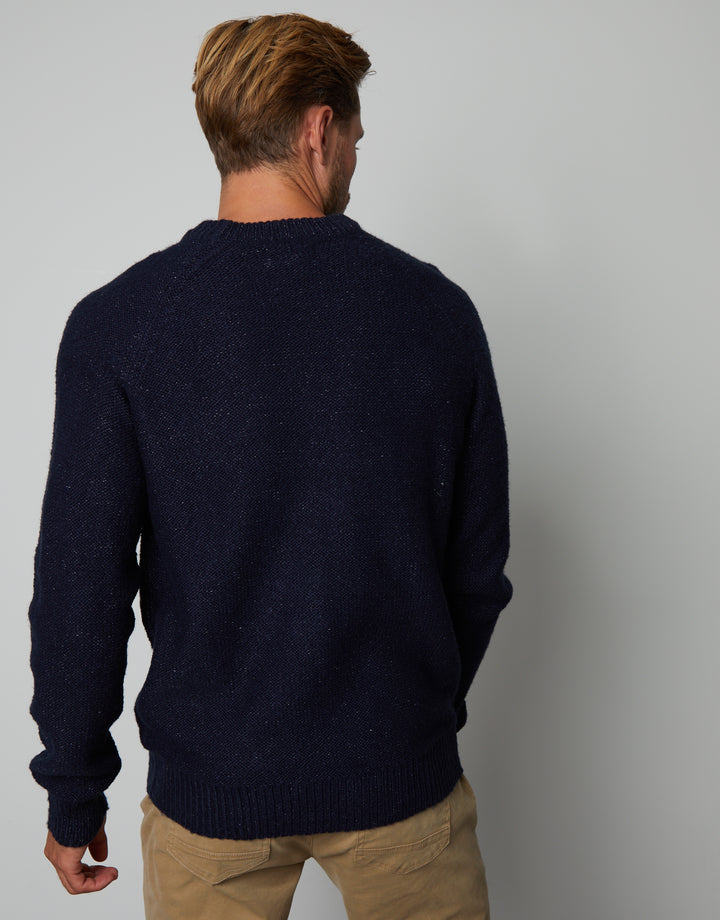 Navy Twist Raglan Sleeve Crew Neck Jumper