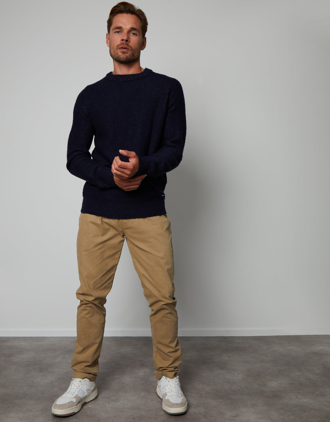 Navy Twist Raglan Sleeve Crew Neck Jumper