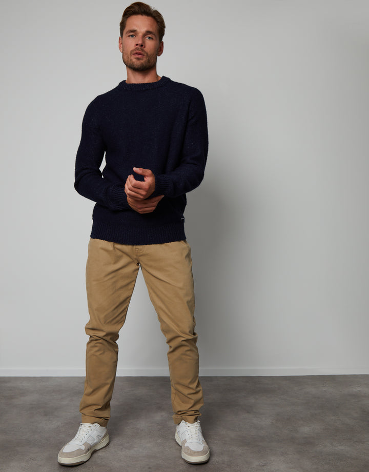 Navy Twist Raglan Sleeve Crew Neck Jumper