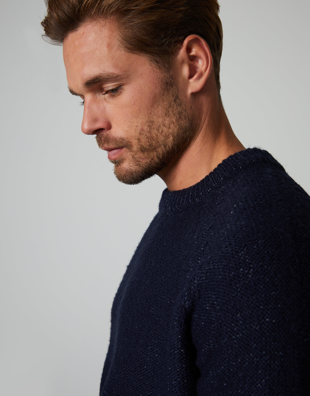 Navy Twist Raglan Sleeve Crew Neck Jumper