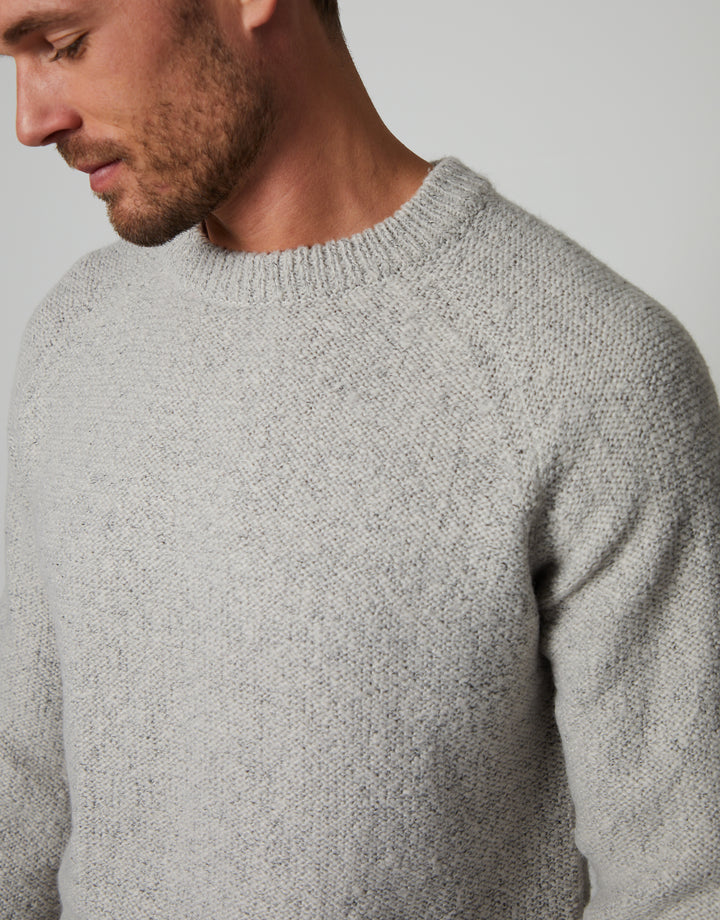 Grey Twist Raglan Sleeve Crew Neck Jumper