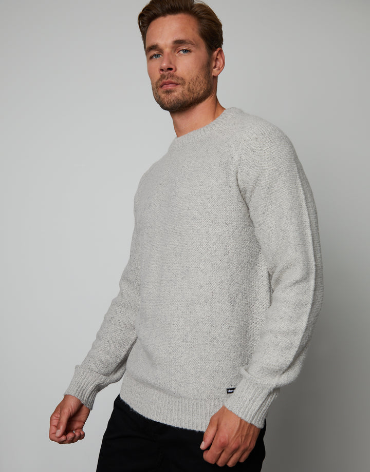 Grey Twist Raglan Sleeve Crew Neck Jumper