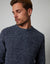 Dark Blue Twist Waffle Knit Crew Neck Jumper