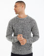 Grey & Black Twist Knitted Crew Neck Jumper
