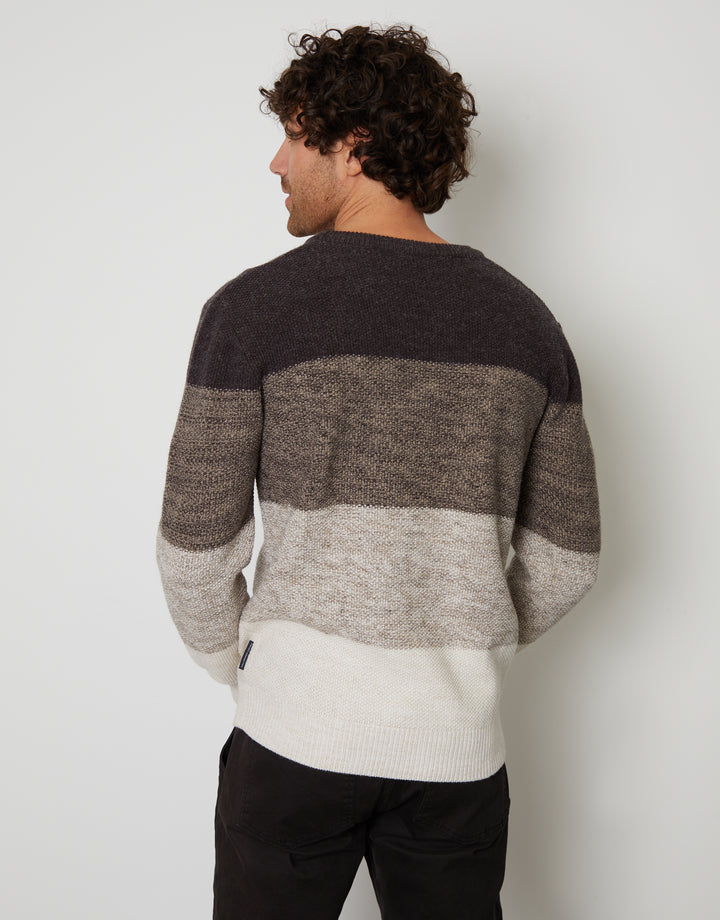 Grey Ombré Striped Crew Neck Jumper
