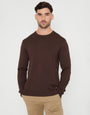 Brown Crew Neck Knitted Jumper