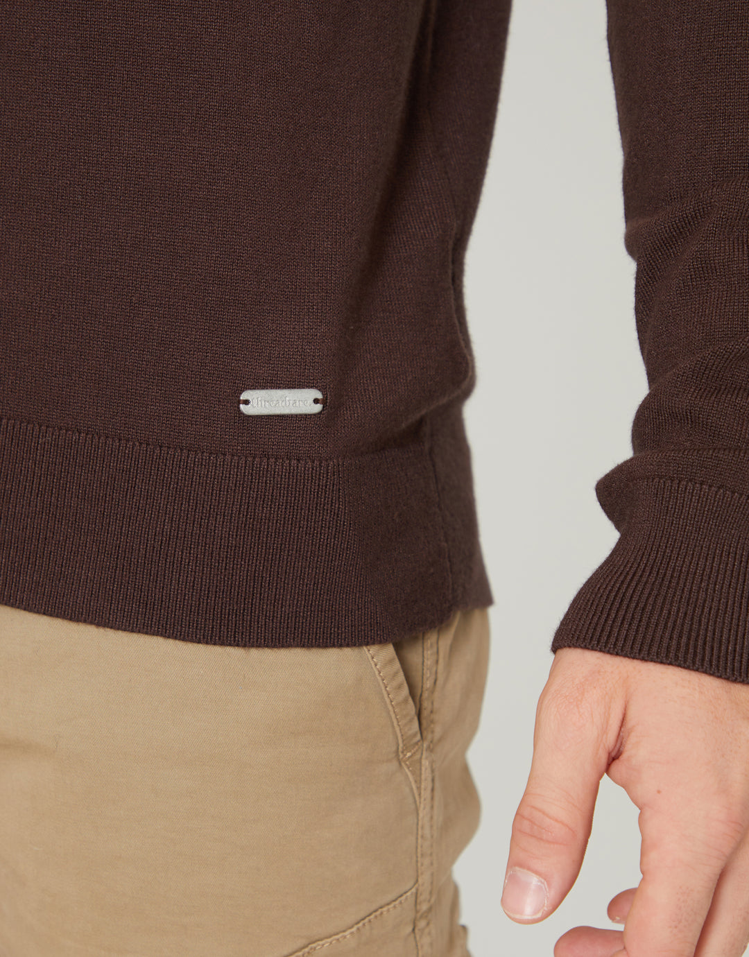 Brown Crew Neck Knitted Jumper