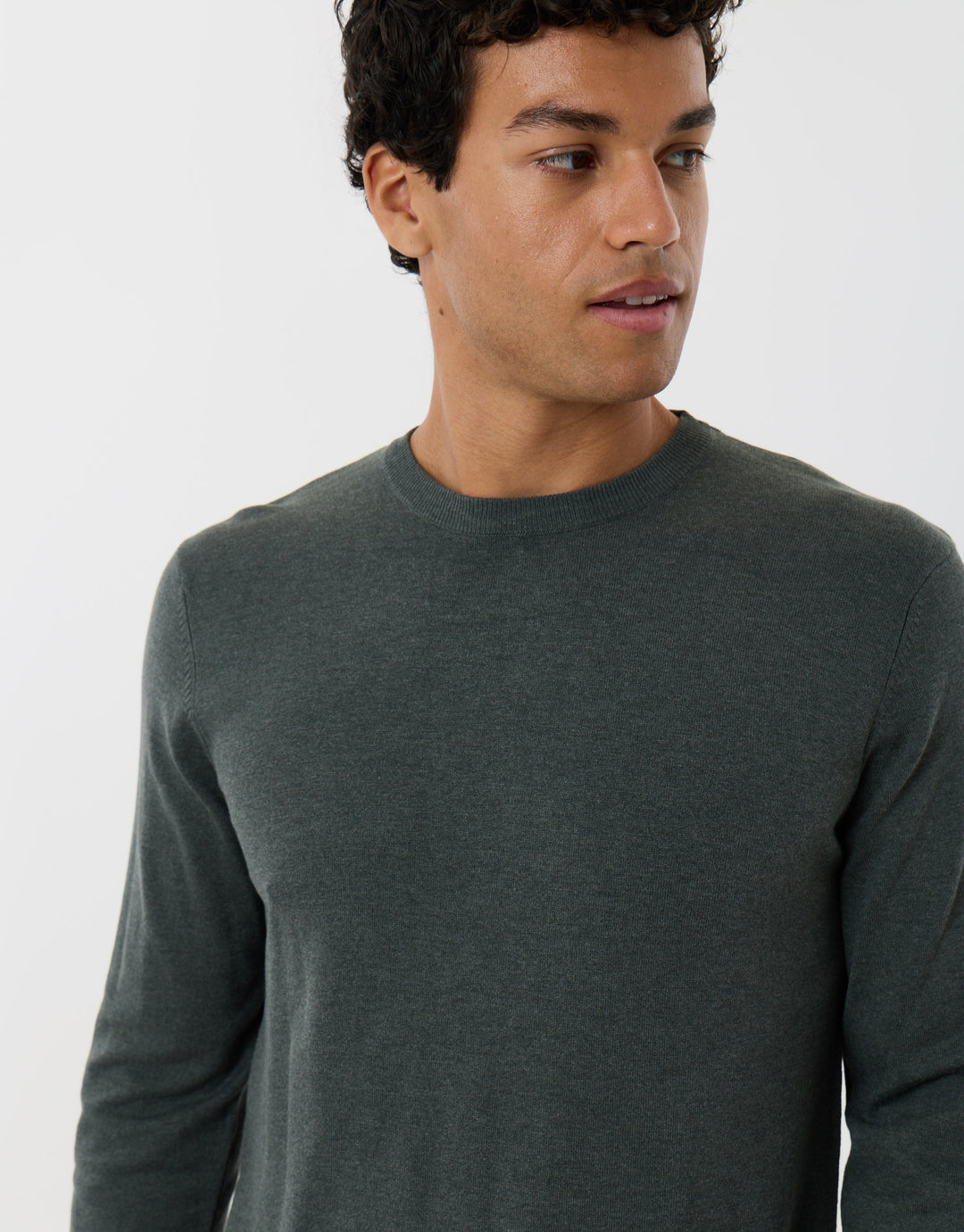 Jersey Crew Neck Jumper in Forest Green