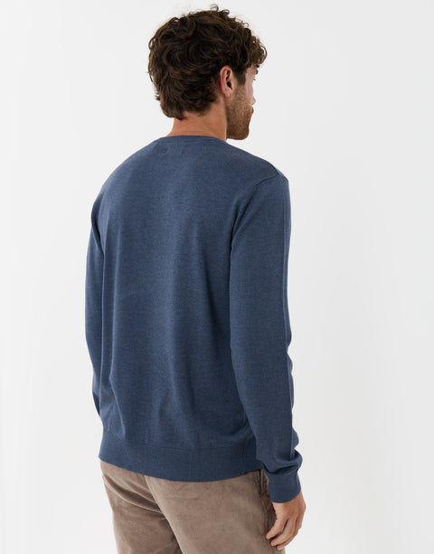 Threadbare Jersey Crew Neck Jumper in Denim Blue - back view