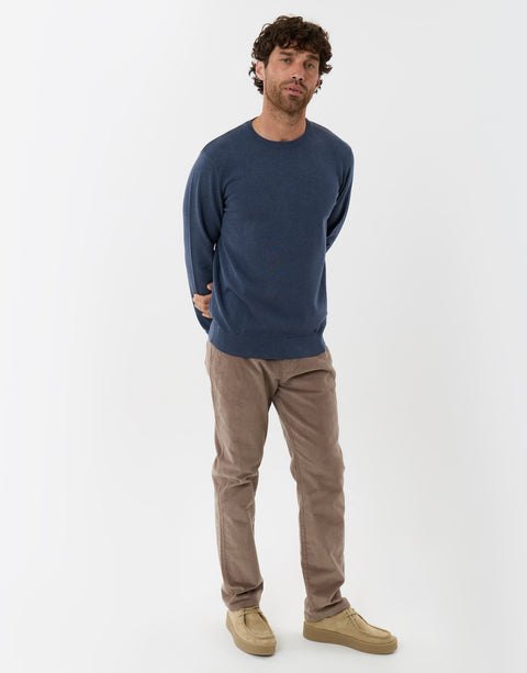 Threadbare Jersey Crew Neck Jumper in Denim Blue - full body