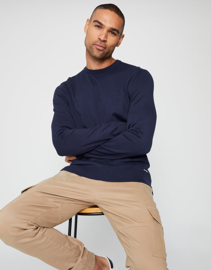 Navy Crew Neck Knitted Jumper