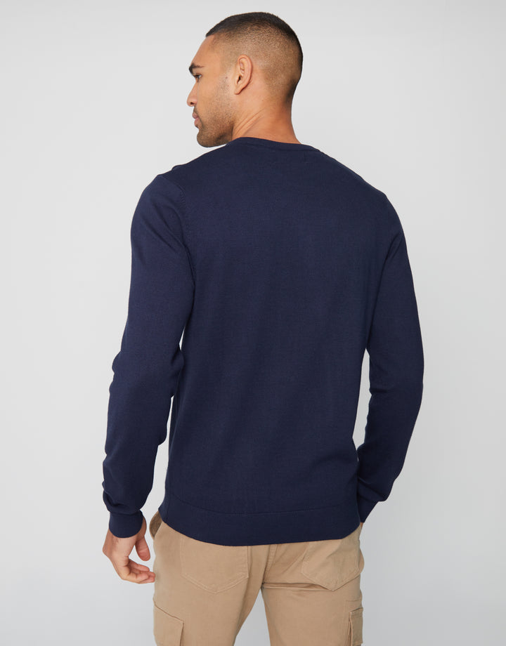 Navy Crew Neck Knitted Jumper