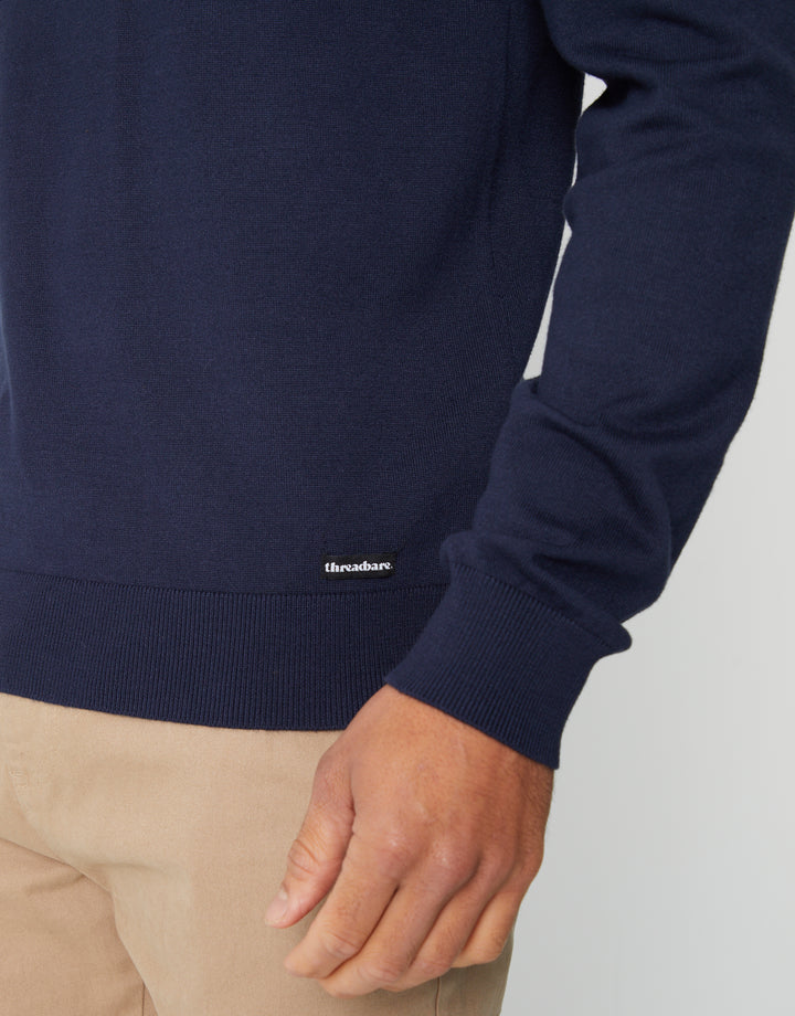 Navy Crew Neck Knitted Jumper