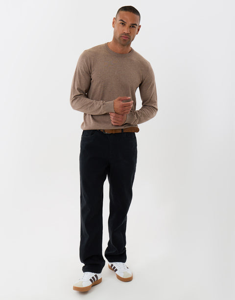 Threadbare Jersey Crew Neck Jumper in Taupe - full body