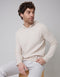 Threadbare Luxe Men's Ecru Knitted Pullover Hoodie