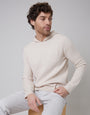 Threadbare Luxe Men's Ecru Knitted Overhead Hoodie