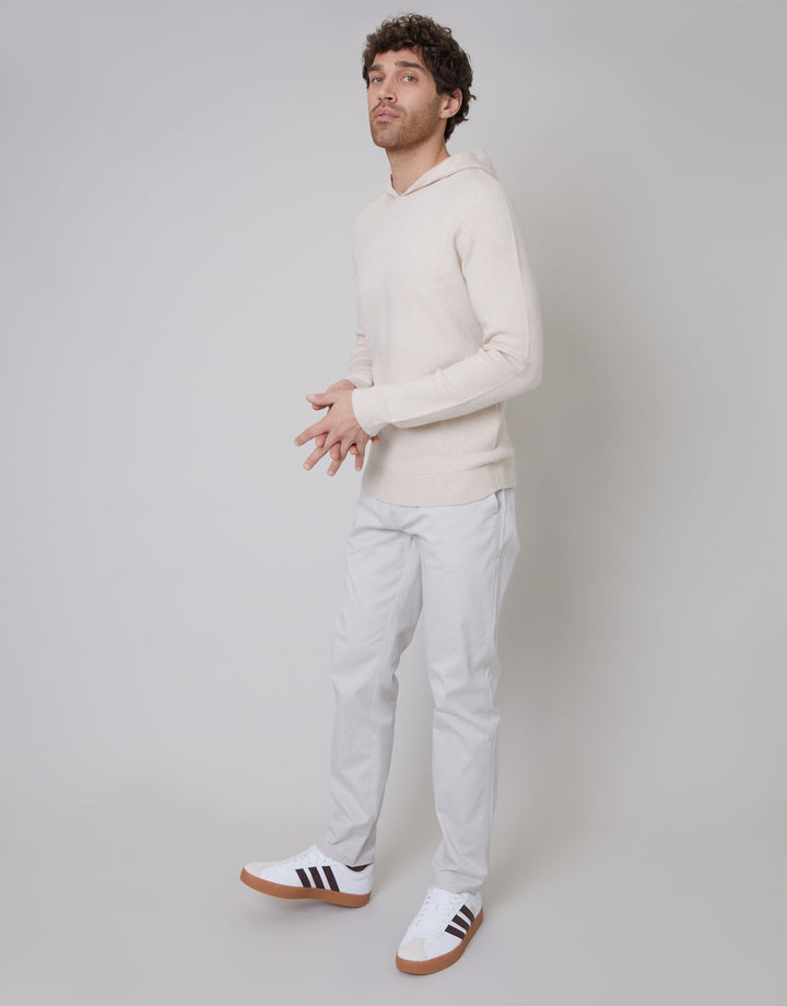 Threadbare Luxe Men's Ecru Knitted Overhead Hoodie