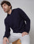 Threadbare Luxe Men's Navy Knitted Overhead Hoodie