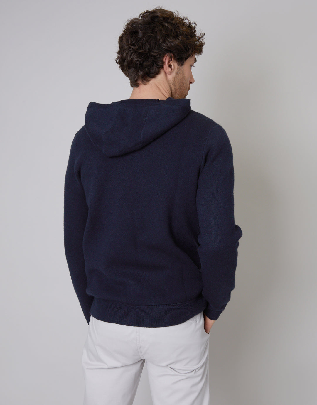 Threadbare Luxe Men's Navy Knitted Overhead Hoodie