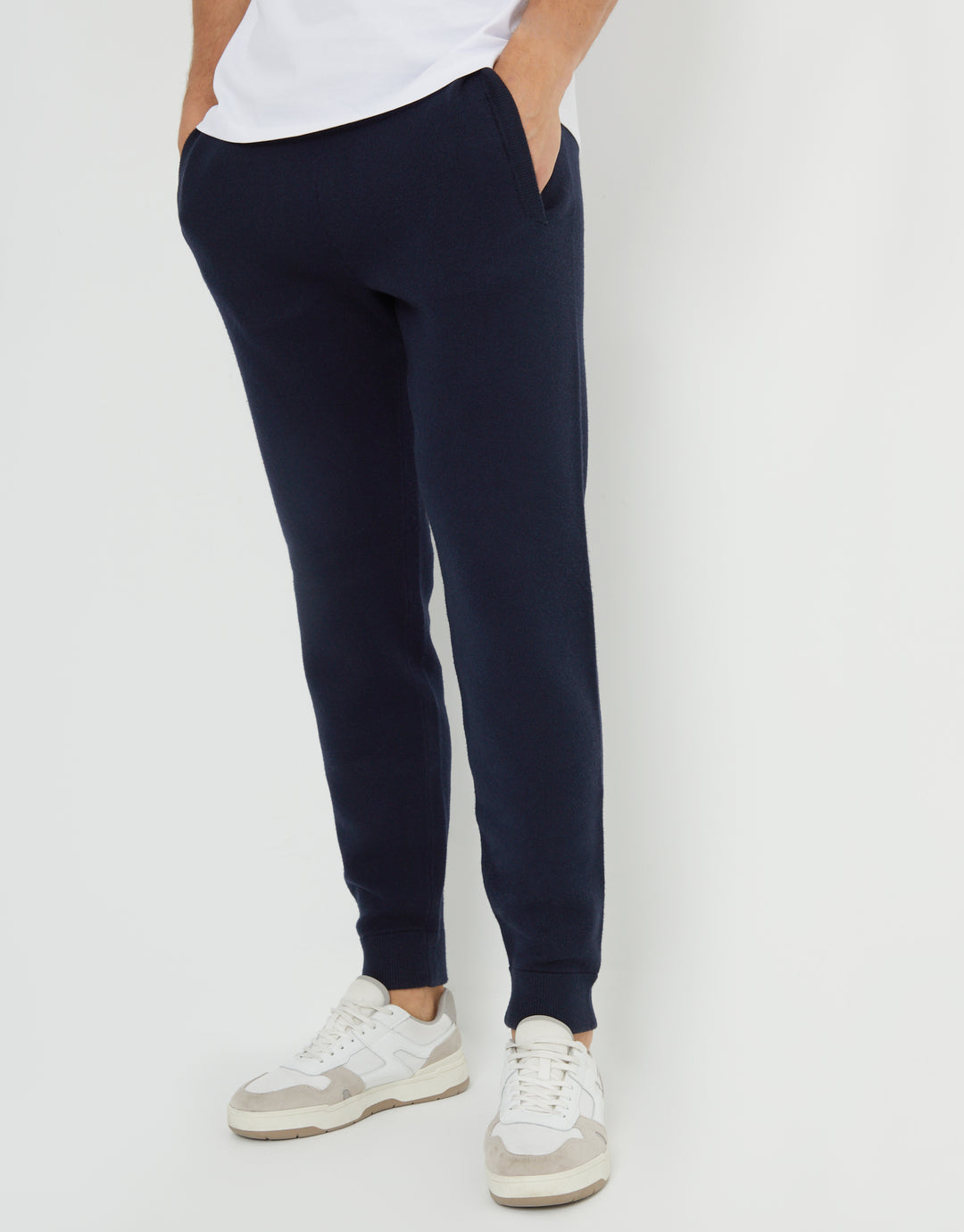 Threadbare Luxe Men's Navy Knitted Joggers