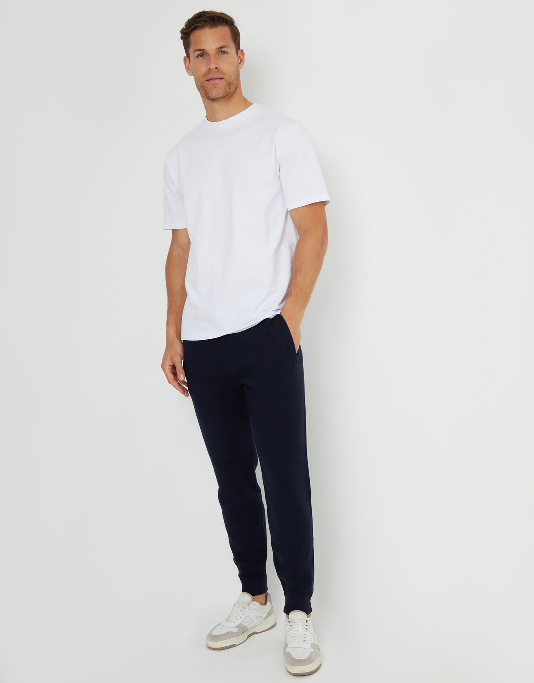Threadbare Luxe Men's Navy Knitted Joggers