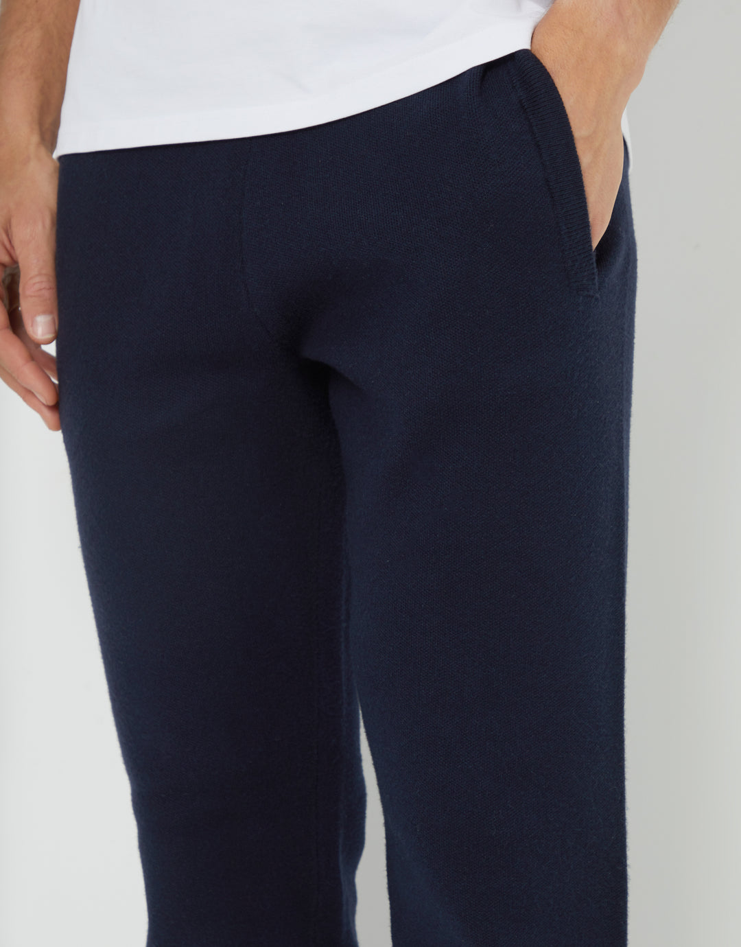 Threadbare Luxe Men's Navy Knitted Joggers