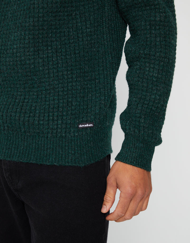 Green Raglan Sleeve Crew Neck Jumper
