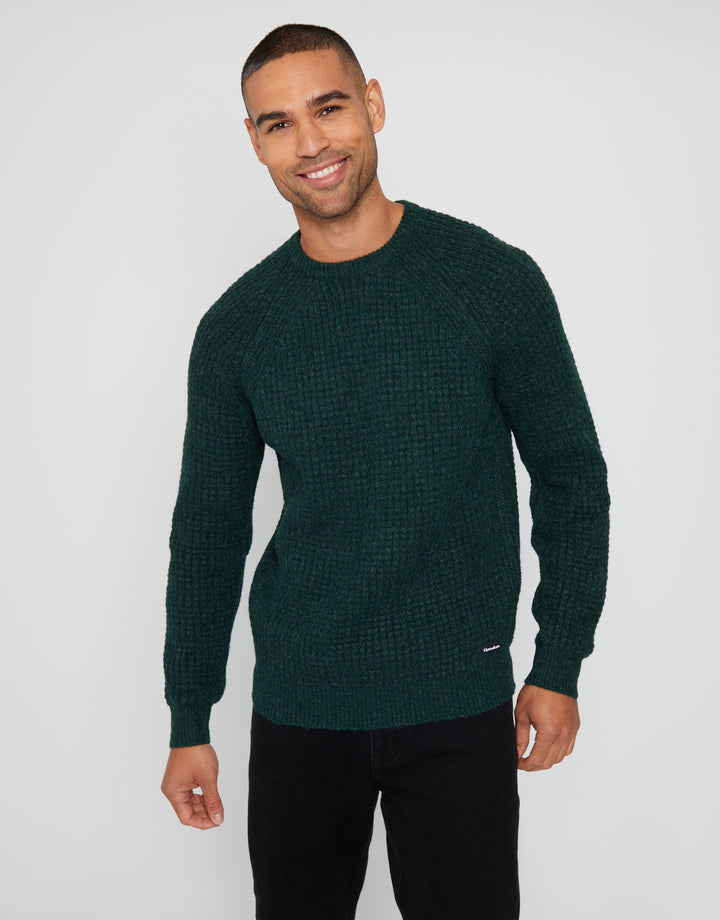Green Raglan Sleeve Crew Neck Jumper