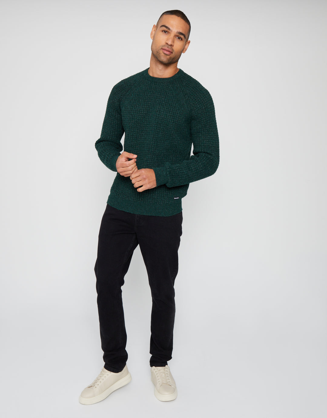 Green Raglan Sleeve Crew Neck Jumper