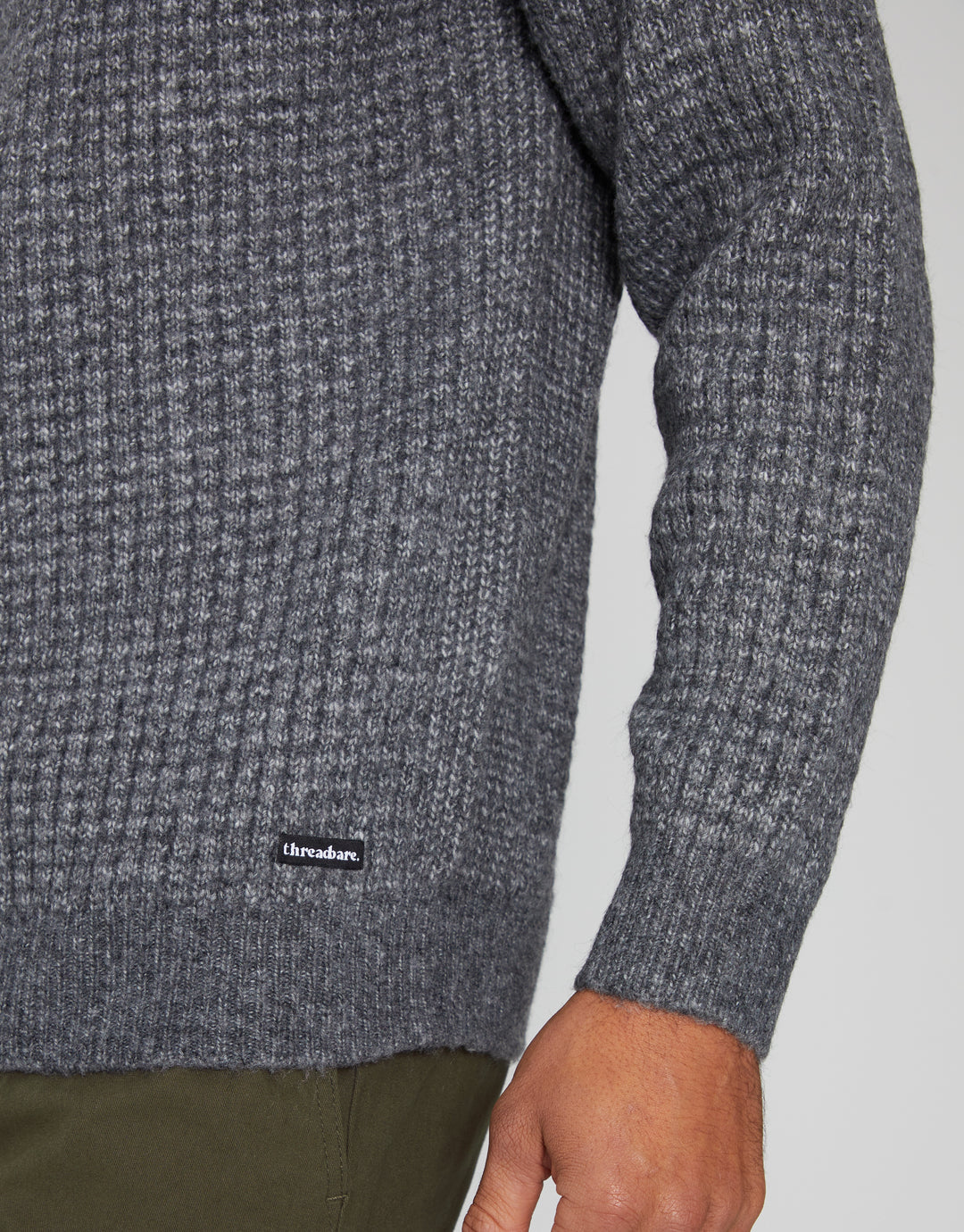 Charcoal Grey Marl Raglan Sleeve Crew Neck Jumper