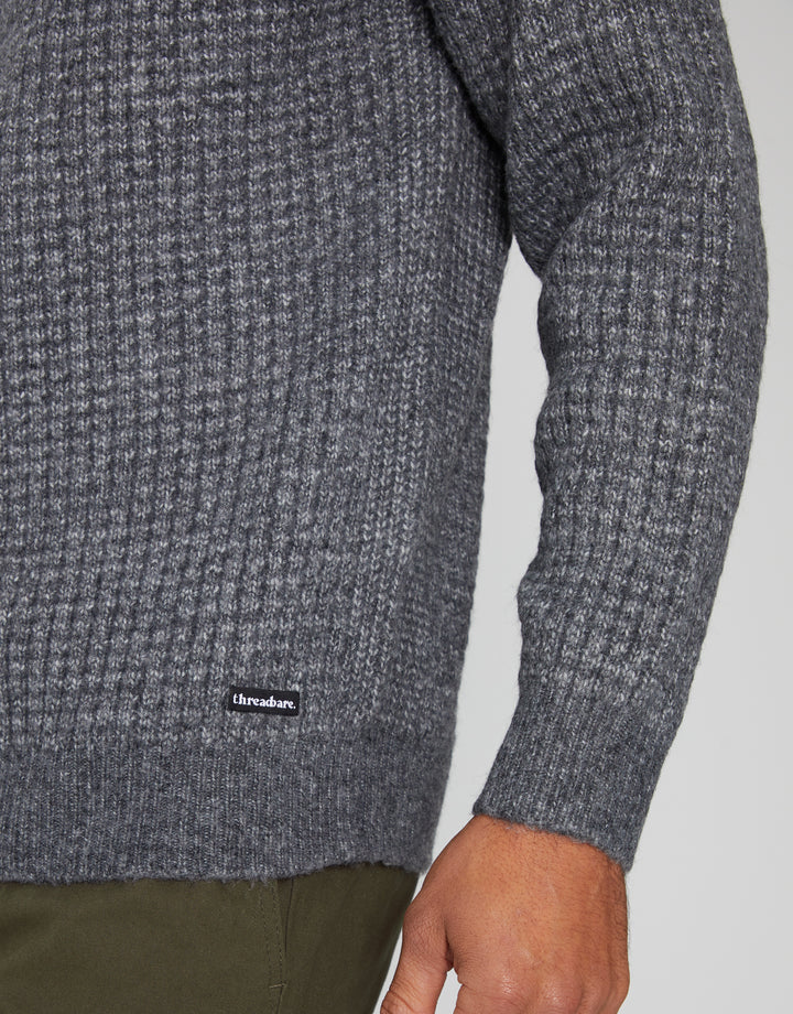 Charcoal Grey Marl Raglan Sleeve Crew Neck Jumper