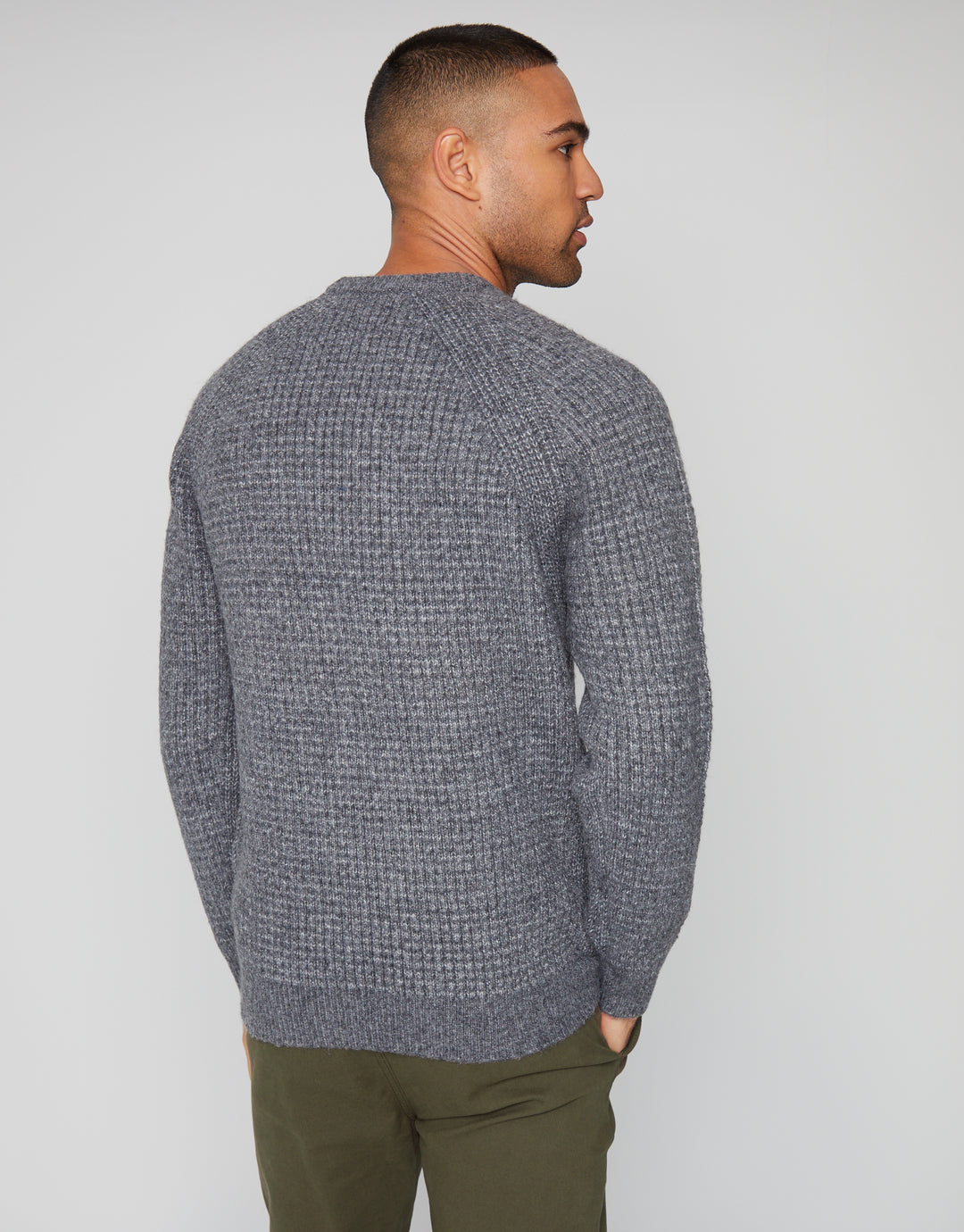 Charcoal Grey Marl Raglan Sleeve Crew Neck Jumper