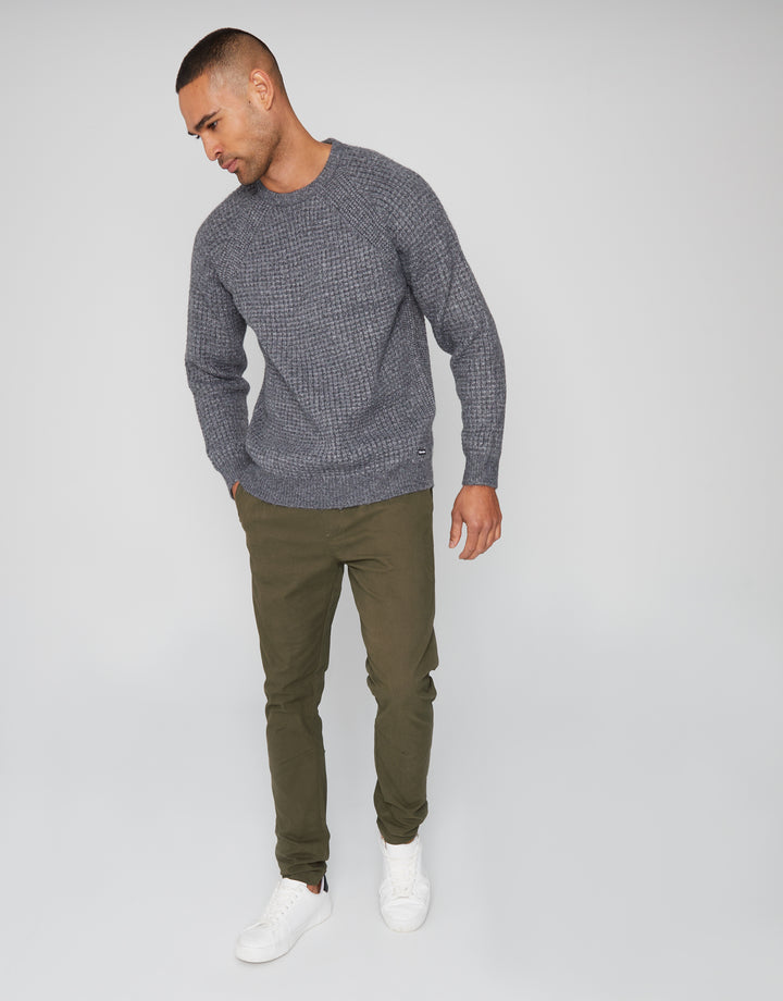 Charcoal Grey Marl Raglan Sleeve Crew Neck Jumper