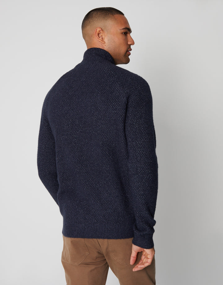 Navy Cable Knit Turtle Neck Jumper