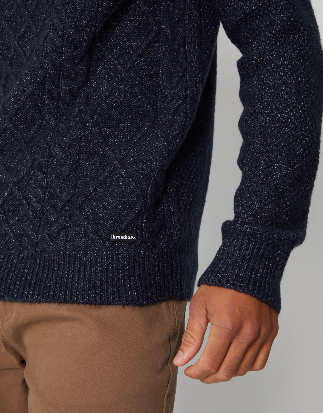 Navy Cable Knit Turtle Neck Jumper