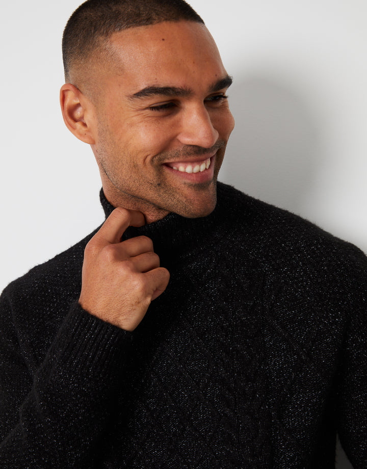 Black Cable Knit Turtle Neck Jumper