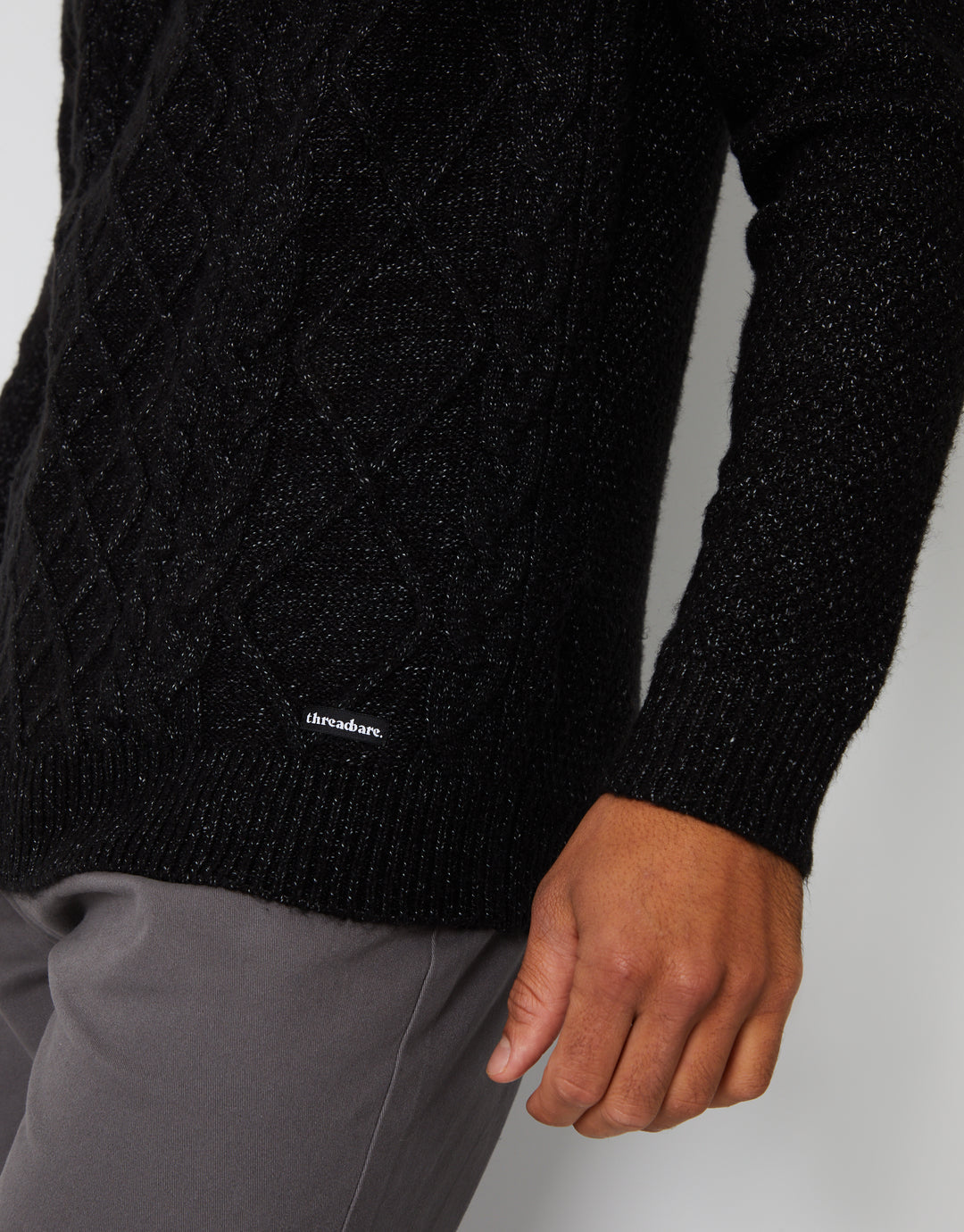 Black Cable Knit Turtle Neck Jumper