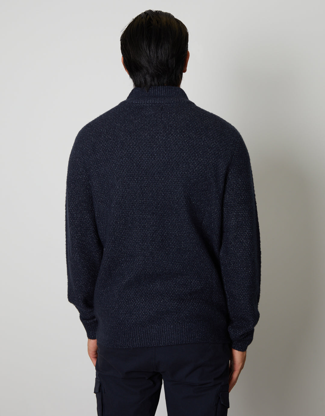 Navy Cable Knit Quarter Zip Jumper