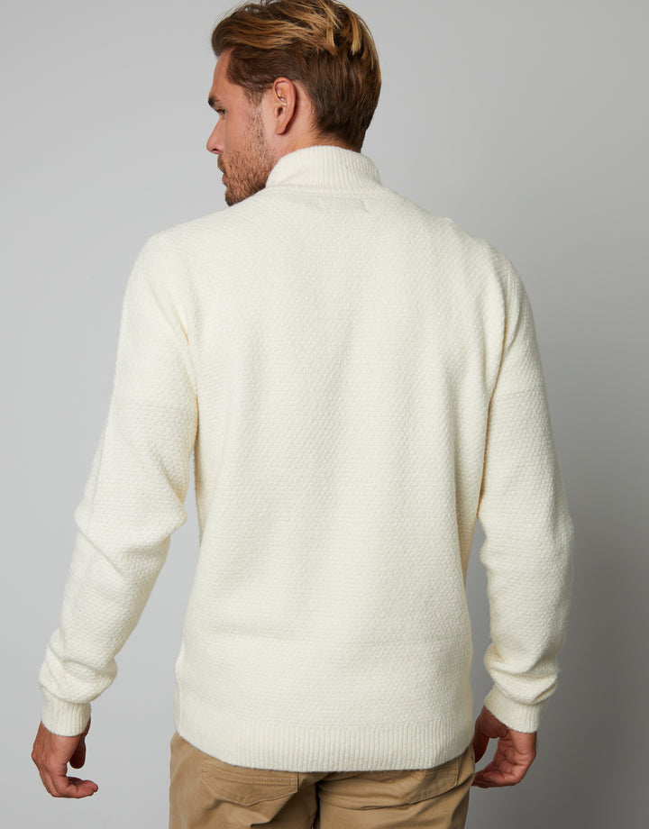 Ecru Cable Knit Quarter Zip Jumper