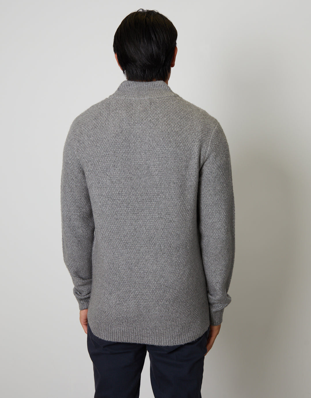 Grey Marl Cable Knit Quarter Zip Jumper