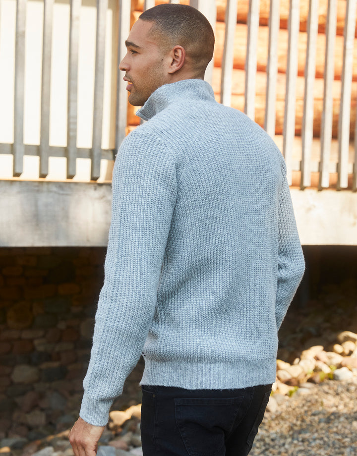 Grey Marl Knitted Quarter Zip Jumper