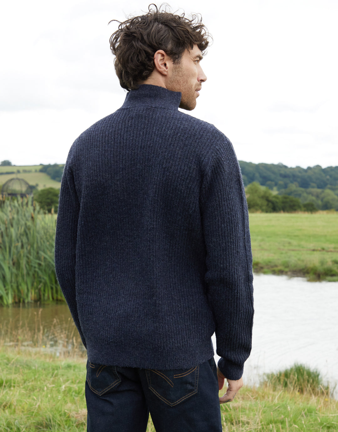 Navy Knitted Quarter Zip Jumper