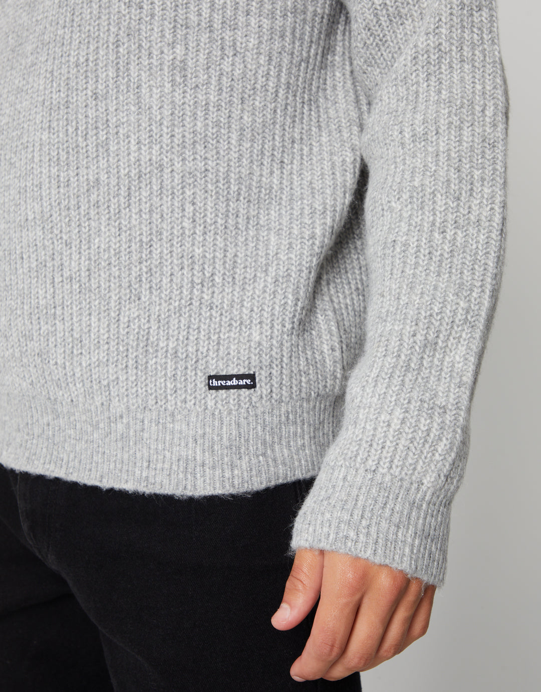 Grey Marl Knitted Quarter Zip Jumper