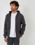 Zip Up Knitted Microfleece Lined Hoodie in Charcoal Grey Marl