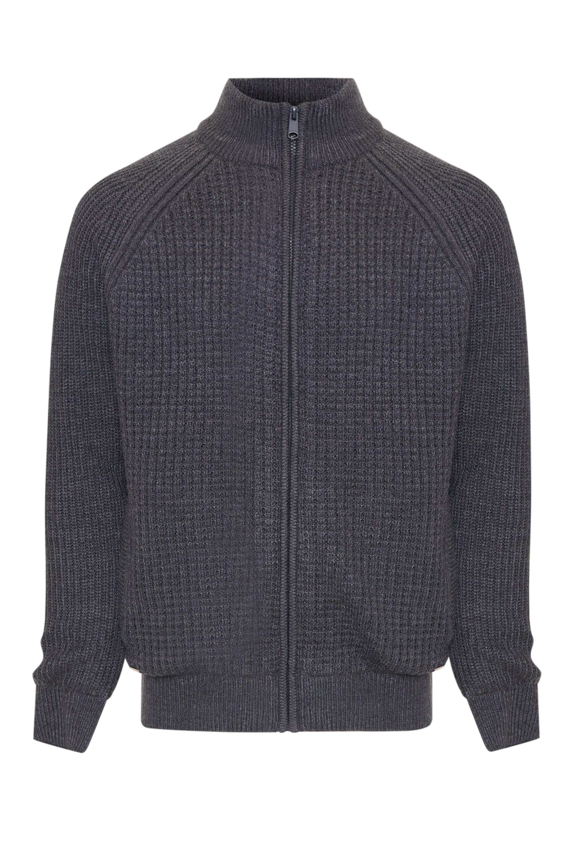 Threadbare Men's Charcoal Grey Marl Zip Up Microfleece Lined Cardigan